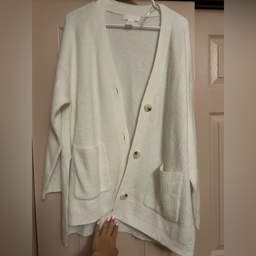 H&M Cream Button-Up Cardigan